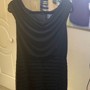 Adrianna Papell Black Draped Midi Dress